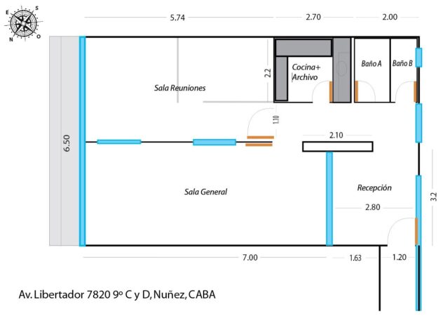 Dueño Alquila Oficina en Nuñez, 84 m2, 3 Ambientes gdes divisibles, luz y verde, mobiliario