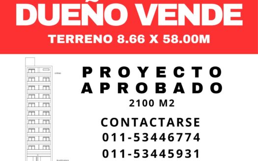 ¡EXCEPCIONAL LOTE EN VENTA – ¡DUEÑO DIRECTO – ¡SIN COMISION INMOBILIARIA, SIN PLUSVALIA! EDIFICIO P. PATRICIOS PROYECTO APROBADO CON CODIGO ANTERIOR, MAS METROS