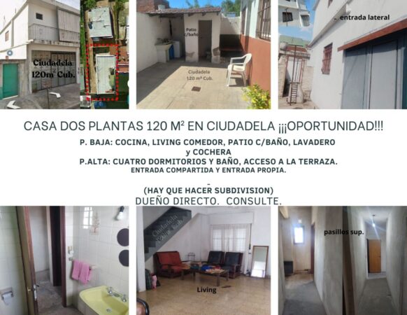 Vendo Casa 6 ambientes en Ciudadela
