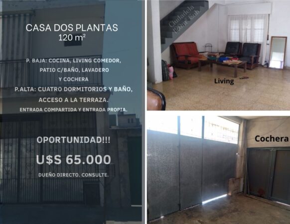 Vendo Casa 6 ambientes en Ciudadela
