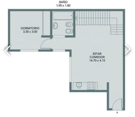 Departamento 2 ambientes con terraza propia